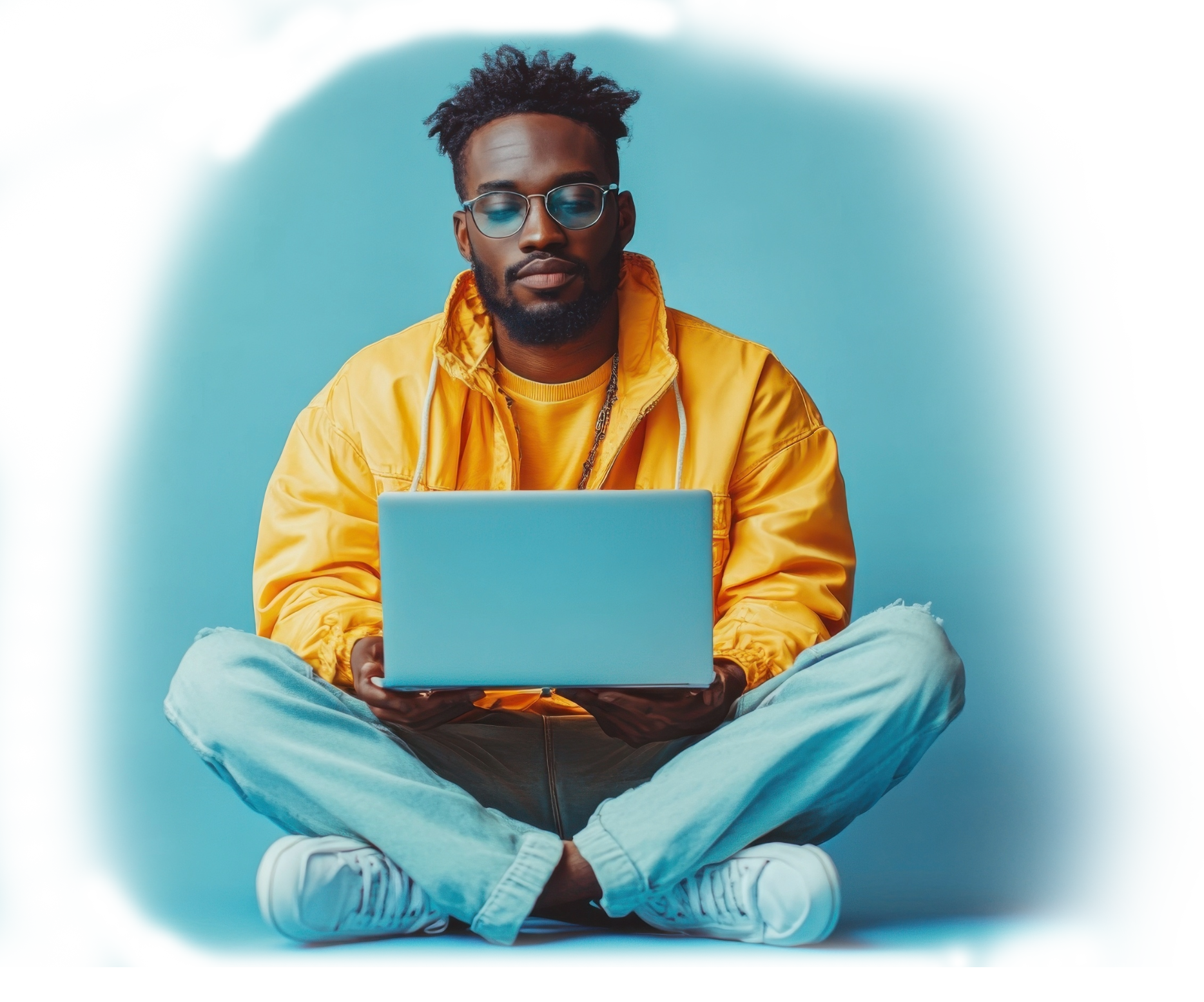 Man Sitting With Laptop